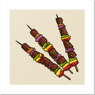 Kebab or kabob cartoon illustration Posters and Art